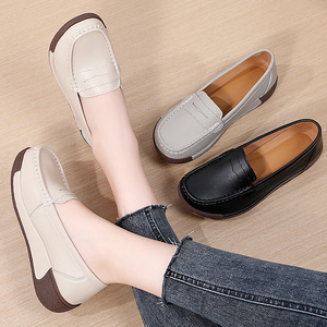 Mocassins décontractés plats <span class=keywords><strong>en</strong></span> cuir véritable pour femme 2027 – Chaussures d'automne à enfiler - Product Image 4