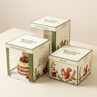 Boîte à gâteau sur mesure en carton rigide mat recyclable, sans danger pour les aliments, avec fenêtre transparente, poignée et conception auto-érectible