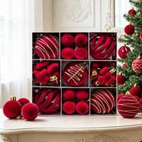 Ensemble de décorations pour sapin de Noël, boules en plastique floquées en velours, ornements suspendus pour la maison, les fêtes, les mariages