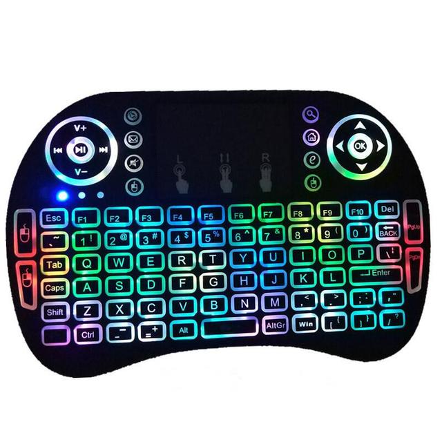 Colorful Backlit I8 Mini Wireless Keyboard 2.4GHz English Air Mouse with Touchpad Control Laptop TV Android TV Box Mini Keyboard