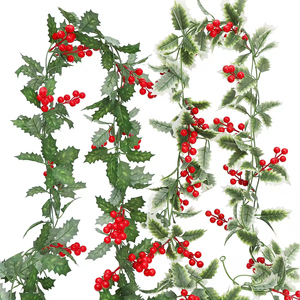 Guirlande artificielle de baies rouges pour Noël et le Nouvel An, décoration intérieure, <span class=keywords><strong>plantes</strong></span> d'<span class=keywords><strong>extérieur</strong></span>, festival saisonnier, fête, <span class=keywords><strong>porte</strong></span>, fenêtre, mur, vigne suspendue - Product Image 2