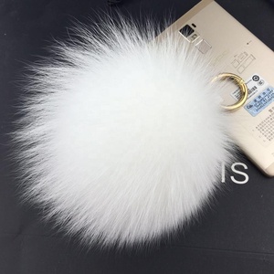 12cm Luxury Fluffy <strong>Real</strong> Fox <strong>Fur</strong> Ball <strong>PomPom</strong> 14 Colors Genuine <strong>Fur</strong> <strong>Keychain</strong> Metal Ring Pendant Bag Charm - Product Image 6