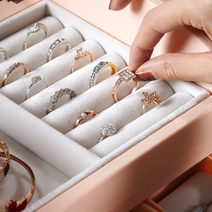 Case Jewelry Travel Deluxe Desktop Storage Case Jewelry Storage Case Necklace Bracelet Earring Watch Multi-layer Drawer Travel Jewelry Case