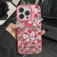 Nouvelle coque de téléphone en argent coloré avec motif de papillon pour iPhone 16 15 17 Pro Max, coque transparente IMD antichoc