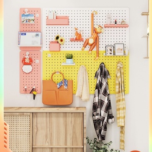 Estante de almacenamiento de tablero de agujero de pared, estante de exhibición de escritorio de entrada colgante sin perforaciones de Metal, gráficos de pared de Fitness, pantalla de pared de partición - Product Image 2