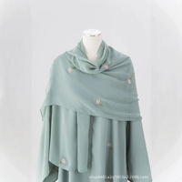 Abaya brodée florale haut de gamme, robe pour femmes, mode musulmane, manches longues, broderie, ensemble deux pièces, robe verte rose, kaftan