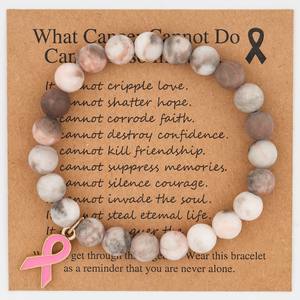 Pulseras de Piedras Naturales con Aleación de Zinc, Modernas y con Mensaje Inspirador para la Concientización sobre el Cáncer de Mama, Regalos para Mujeres - Product Image 5