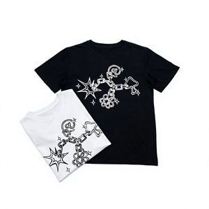 เสื้อยืดคอตตอน 100% หนานุ่ม สีดำ สำหรับผู้ชาย แบบถักด้านหน้า พิมพ์ลาย DTG สไตล์สตรีทแวร์ - Product Image 4