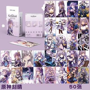 50 pz/scatola gioco <span class=keywords><strong>Anime</strong></span> <span class=keywords><strong>Genshin</strong></span> impatto doppia faccia carta di stampa carte Laser - Product Image 4