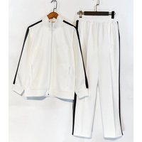 Ensemble de veste et pantalon de survêtement décontracté pour homme, effet délavé, avec fermeture éclair, style streetwear, personnalisable avec logo, pour le sport