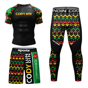 Ropa deportiva para hombre con impresión de sublimación personalizada de fábrica propia Mma Bjj Jiu-Jitsu Figting Rash Guard Sets ropa de entrenamiento Fitness - Product Image 5