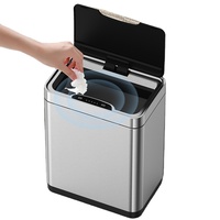 Poubelle rectangulaire à capteur de mouvement 50L/13 gallons avec ouverture automatique, poubelle de cuisine en acier inoxydable 410