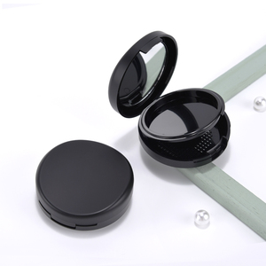 Emballage cosmétique <span class=keywords><strong>compact</strong></span> à double couche, élégant, noir mat, poudré, poudré - Product Image 1