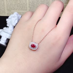 2026 New Arrival Hot-Selling Natural <strong>Ruby</strong> Pendant <strong>Necklace</strong> 925 Sterling Silver Set Jewelry - Product Image 2