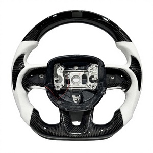 Volant <span class=keywords><strong>de</strong></span> <span class=keywords><strong>voiture</strong></span> <span class=keywords><strong>sport</strong></span> en cuir et fibre <span class=keywords><strong>de</strong></span> carbone, accessoire intérieur personnalisé, compatible avec Dodge Challenger Charger SRT Durango Hellcat - Product Image 1