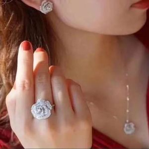 Xinfly Wholesale 18K Gold Diamond Rose Necklace Earrings Ring <b>Bracelet</b> <b>Sets</b> for Woman - Product Image 5