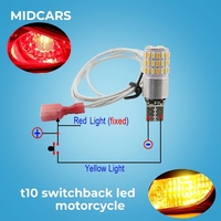 Ampoule LED T10 2026 Améliorée, Clignotant Séquentiel pour Moto et Scooter, Feu de Jour DRL Bicolore Blanc Ambre avec Câblage d'Extension