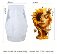 Neue Ideen Sonnenblumen-Porträt Aromatherapie-Kerzenform aus Silikon DIY Handgemachte Epoxidharz-Gips-Diffusor-Steinform