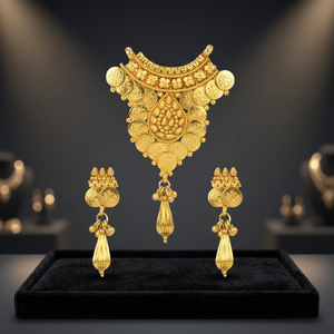 Compre en Línea: Exportador y Fabricante de Hermosos Mangalsutras de Templo Chapados en Oro Hechos a Mano 12147 para Aniversario, Diseño Paz - Product Image 2
