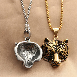 Collar con Colgante de Cabeza de Tigre de Acero Inoxidable, Color Plata y Oro, Joyería de Moda para Hombre, Cadena con Dije de Animal 280586 - Product Image 2