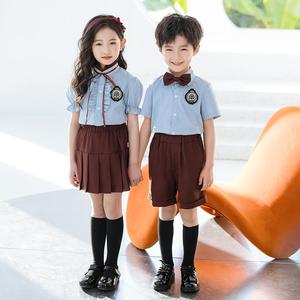 ชุดนักเรียน OEM เสื้อเชิ้ต<span class=keywords><strong>สี</strong></span>น้ำเงินปักลายพร้อม<span class=keywords><strong>กางเกง</strong></span>ขาสั้น<span class=keywords><strong>สี</strong></span><span class=keywords><strong>น้ำตาล</strong></span>และกระโปรง ชุดนักเรียนมัธยมต้น - Product Image 4
