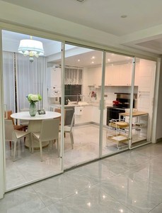 Porte <span class=keywords><strong>coulissante</strong></span> double Prima avec cadre doré, porte en aluminium avec double vitrage creux pour porte de cuisine comme cloison - Product Image 5
