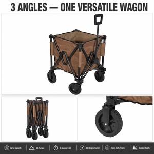 Chariot <span class=keywords><strong>de</strong></span> camping pliable tout-terrain avec roues à crampons diamantés pivotantes à 360°, chariot robuste pour l'extérieur - Product Image 6