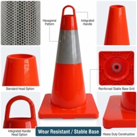 Cône de signalisation routière SMT incassable en PVC de 45 cm, monobloc, à rebondissement, pylon de sécurité, résistant aux intempéries, avertissement prismatique haute intensité