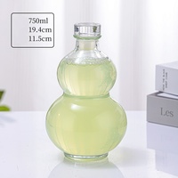 Bouteille en verre traditionnelle en forme de gourde porte-bonheur pour spiritueux, saké, vin de riz – Bouteille unique en verre Hulu avec bouchon en liège