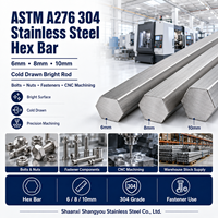 Barre hexagonale en acier inoxydable ASTM A276 304, 6 mm, 8 mm, 10 mm, tréfilée à froid, brillante, pour boulons, écrous, fixations et usinage CNC