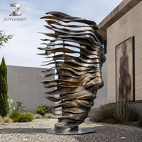 Sculpture abstraite en bronze sur mesure pour l'extérieur, art métallique moderne, statue pour la décoration de jardin, parc, paysage, finition patinée artisanale