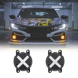 กันชนหน้า LED ไฟตัดหมอกสไตล์ X สำหรับ Honda Civic hatchback 2016-2020