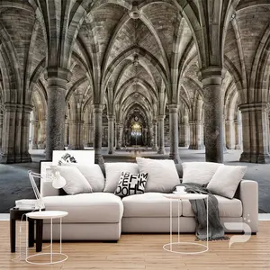 Glasgow curved murals medieval stone curved building wallpapers 3D three-dimensional