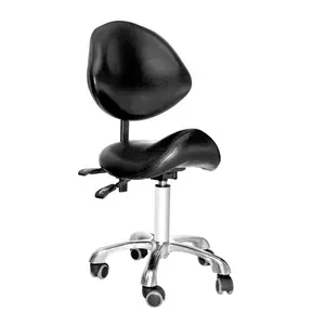 Mobil sandalye yastıklı tabure PU deri dişçi koltuğu rolling tabure sırt desteği ile