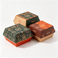 Boîte à hamburger biodégradable personnalisée 6x6 pouces en papier de canne à sucre, emballage alimentaire pour bébé, frites, vernissage mat