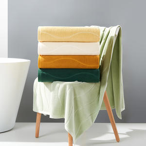 Serviette de bain en pur coton 70x140 cm, jacquard, couleur unie, séchage rapide, pour usage domestique, serviettes rectangulaires - Product Image 2