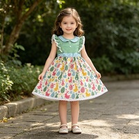 Robe d'été en mélange de coton pour enfants, style boutique, à pois, col Peter Pan, sans manches, imprimé lapin, avec nœud au dos