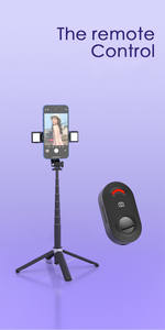 ไม้เซลฟี่แบบพกพาขนาด 40 <span class=keywords><strong>นิ้ว</strong></span> ทำจากอลูมิเนียมอัลลอยด์ พร้อมไฟว<span class=keywords><strong>ง</strong></span>แหวนเซลฟี่แบบชาร์จได้ จัดส่งฟรี - Product Image 2