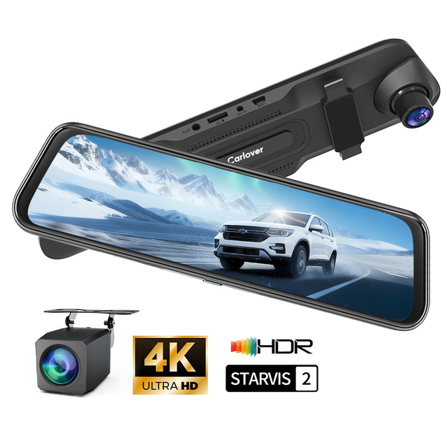 Carlover 4K AI Dashcam IMX675 STARVIS 2 IPS WDR ADAS GPS WiFi Rear View Mirror Video Recorder Front and Rear
