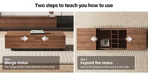ชุดขาตั้งทีวีและโต๊ะกาแฟวอลนัท2ชิ้นแบบพรีเมี่ยมขนาดกลางพร้อมที่เก็บของและการจัดการสายเคเบิลที่ขยายได้ - Product Image 4