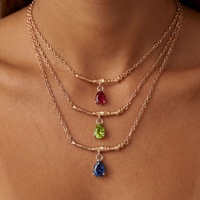 Nouveau Collier Goutte d'Eau en Zircon Style Bambou Exquis Plaqué Or Inaltérable, Vente Chaude Transfrontalière Europe-Amérique Décembre