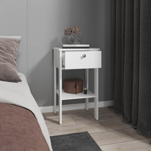 Nightstand 1 Drawer 1 Shelf <b>White</b> <b>Bedside</b> <b>Table</b> Storage Unit - Product Image 2