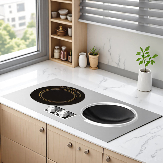 3500W Double Head Induction Cooker Full Set Household Pot High Power Double Stove Concave Electric Ceramic Stove Plastic Battery