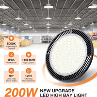 Éclairage LED High Bay UFO 200W 150W 100W IP65 5000K Lumière du jour pour usine, atelier et gymnase industriel