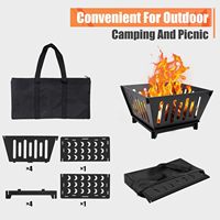 Brasero portable extérieur noir à bois pour camping, jardin, cour arrière - Pack de vente par correspondance