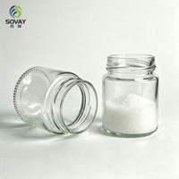 Pot en verre transparent rond et court de 150 ml avec couvercle à vis pour petites portions de miel, confiture, desserts – Emballage