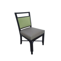 Chaise de salle à manger moderne pour café commercial, bistrot, hôtel, restaurant, avec structure en bois, sans accoudoirs, revêtement en tissu vert et en cuir PU.