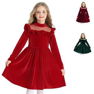 Robes en velours à manches longues pour filles, style vintage, pour l'automne et l'hiver - Robe de princesse de Noël - Product Image 1