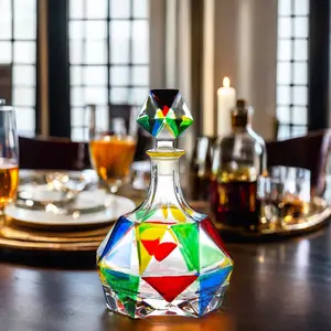 N43 קשת מורנו צבעוני זכוכית קריסטל וויסקי קנקן בקבוק משקאות בסגנון קלאסי יין ברנדי טקילה