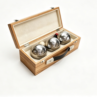 Lot de 3 boules de pétanque en acier de 73 mm avec mesureur en plastique et cordon pour fêtes en plein air